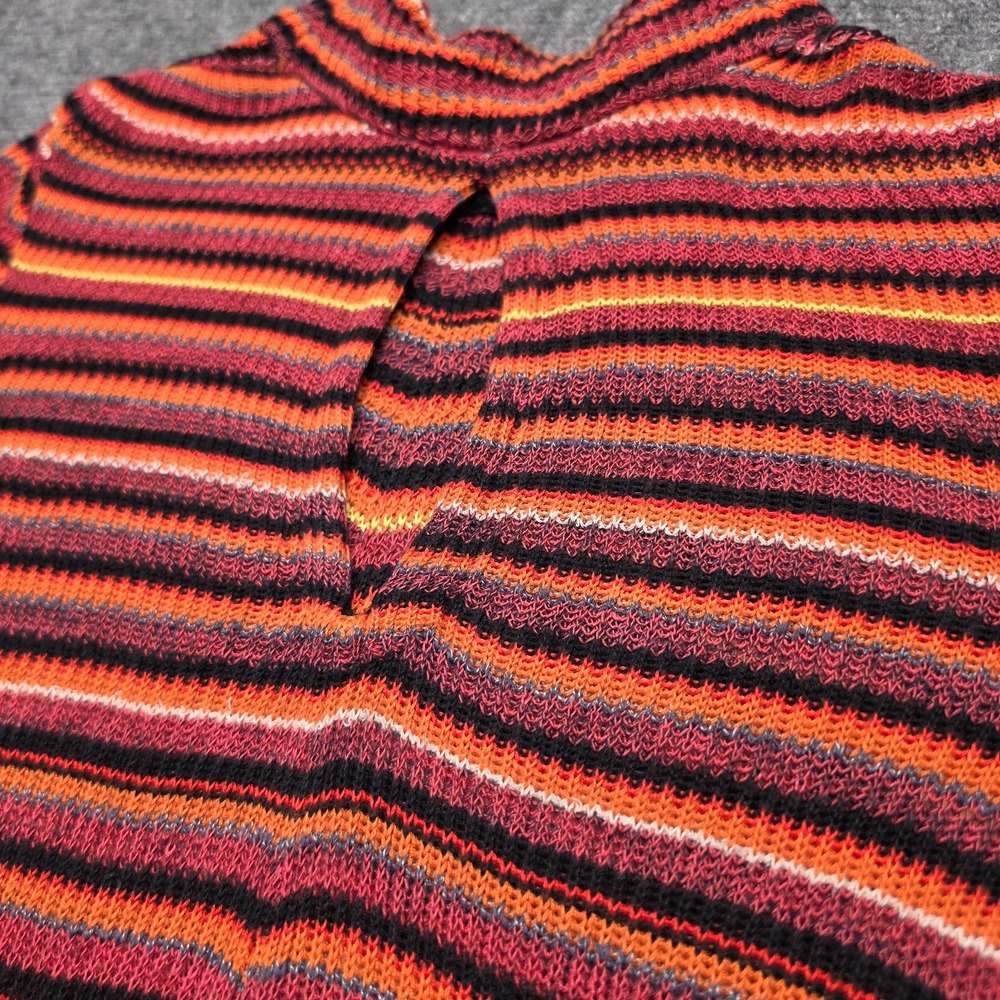 Free People Dress Womens Medium M Chevron Stripe Knit Bell Sleeve Boho Keyhole - Picture 9 of 13